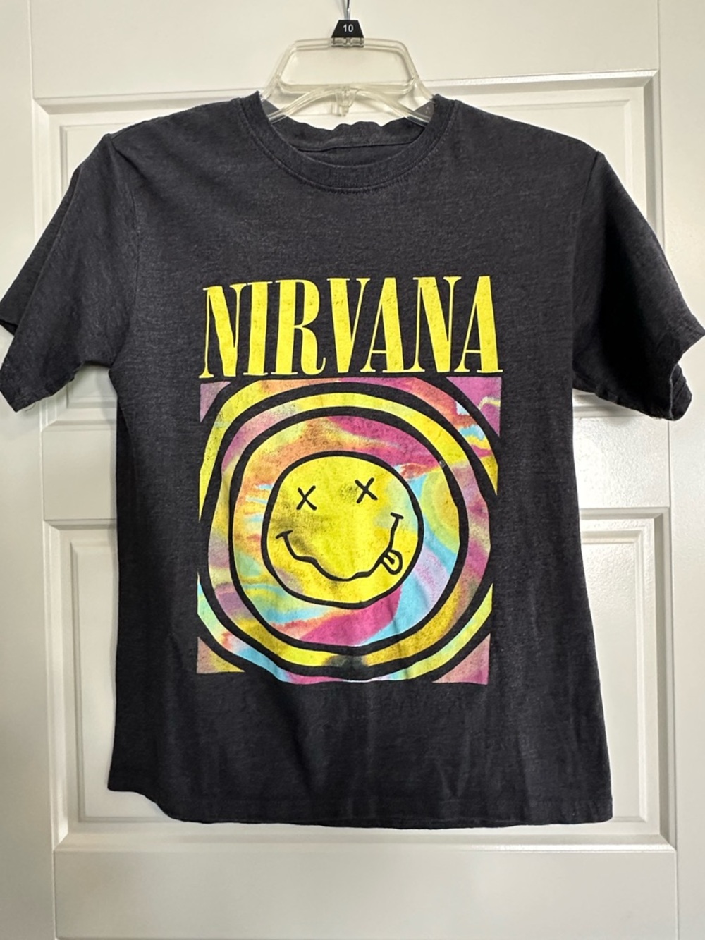 Nirvana Charcoal Gray Tie-Dye Smiley Graphic Tee